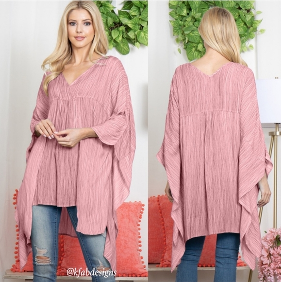 Easel, Gorgeous Dried Rose Color Surplice Neckline Tunic - L - Picture 3 of 6